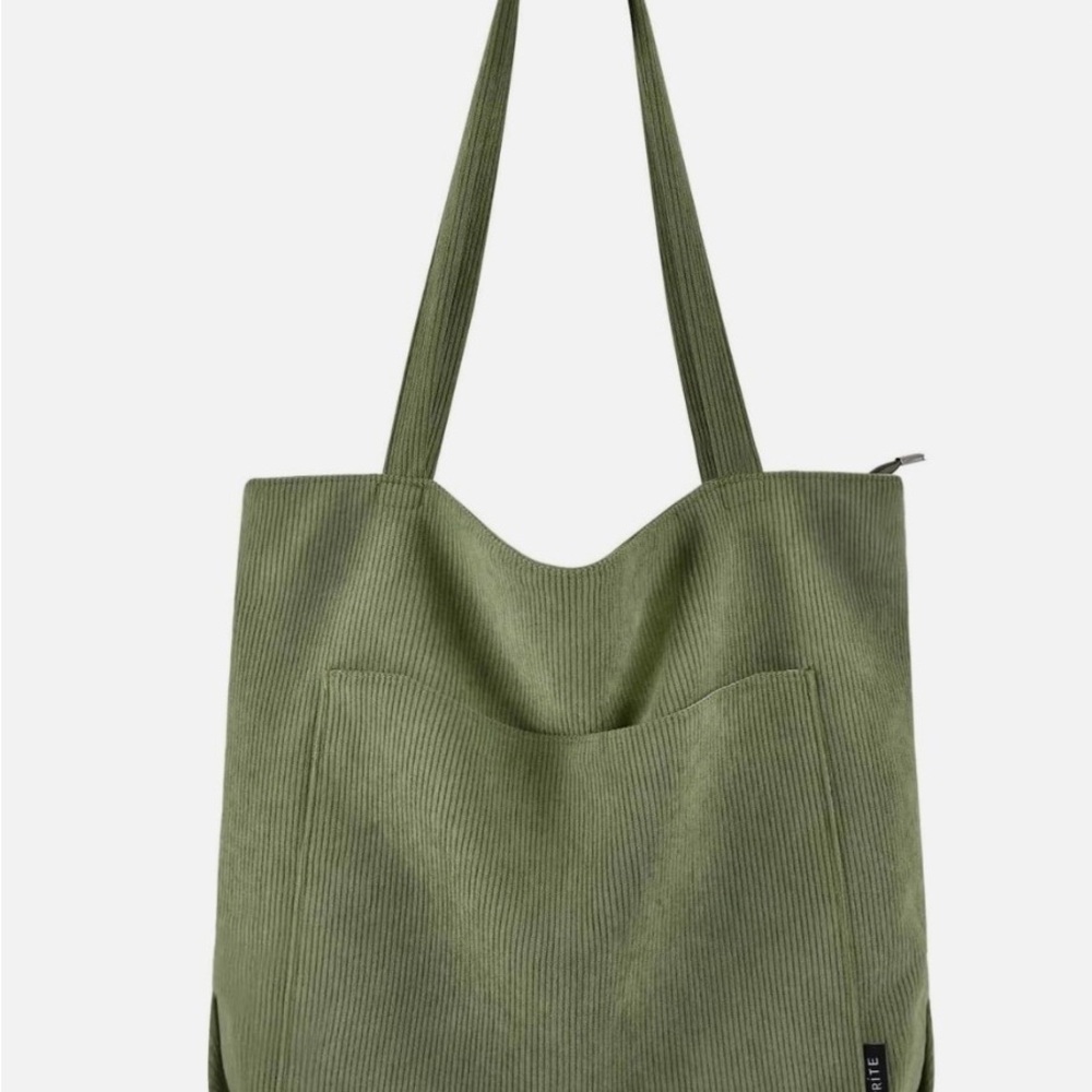 Olive Green Corduroy Tote Bag